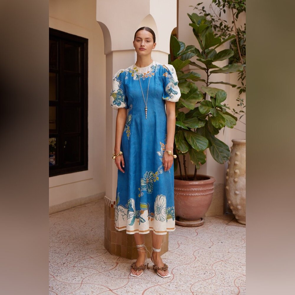 Alémais Luda floral linen midi dress